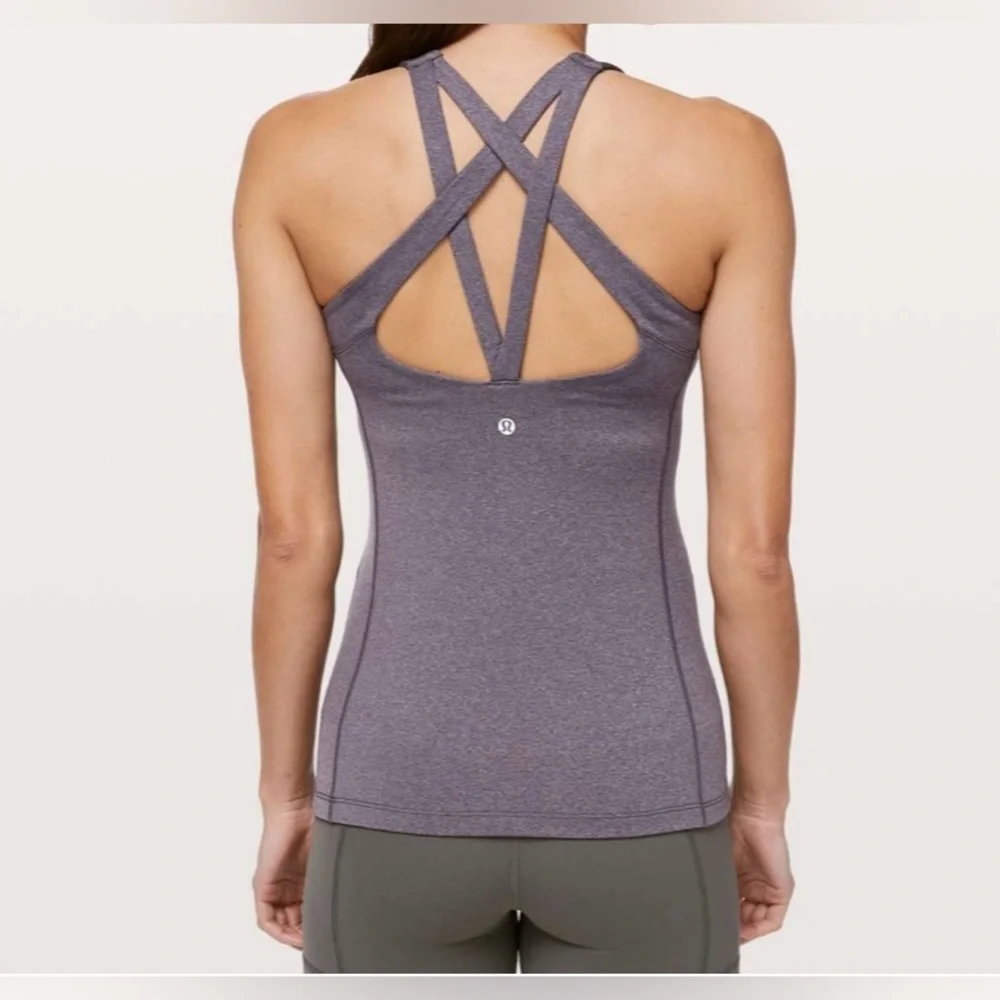 Lululemon Cross It Off Tank Top Heathered Graphite Purple Size 4